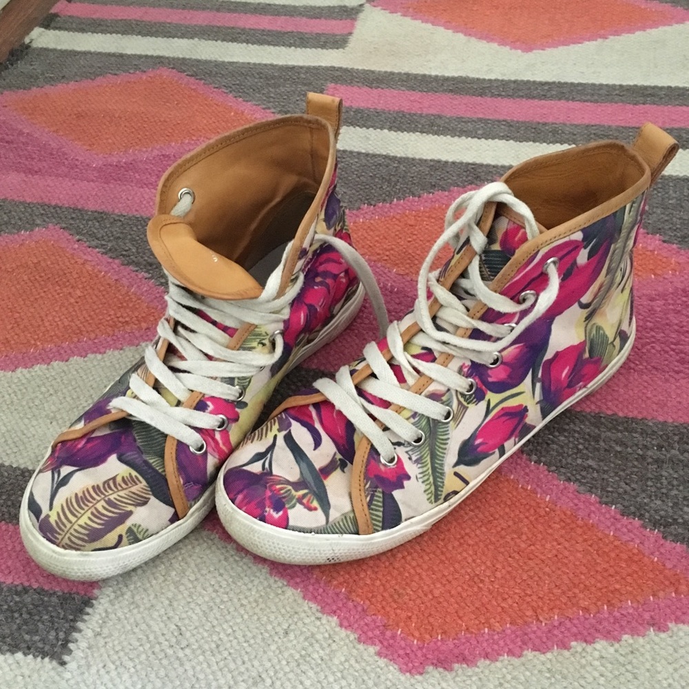 Zimmermann leather hightops sneakers floral sz 39